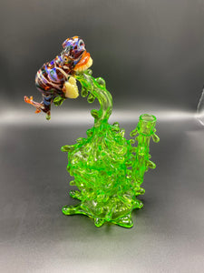 Jahni Glass / Spitter #58, Recycler, Amber spitting Lime Juice