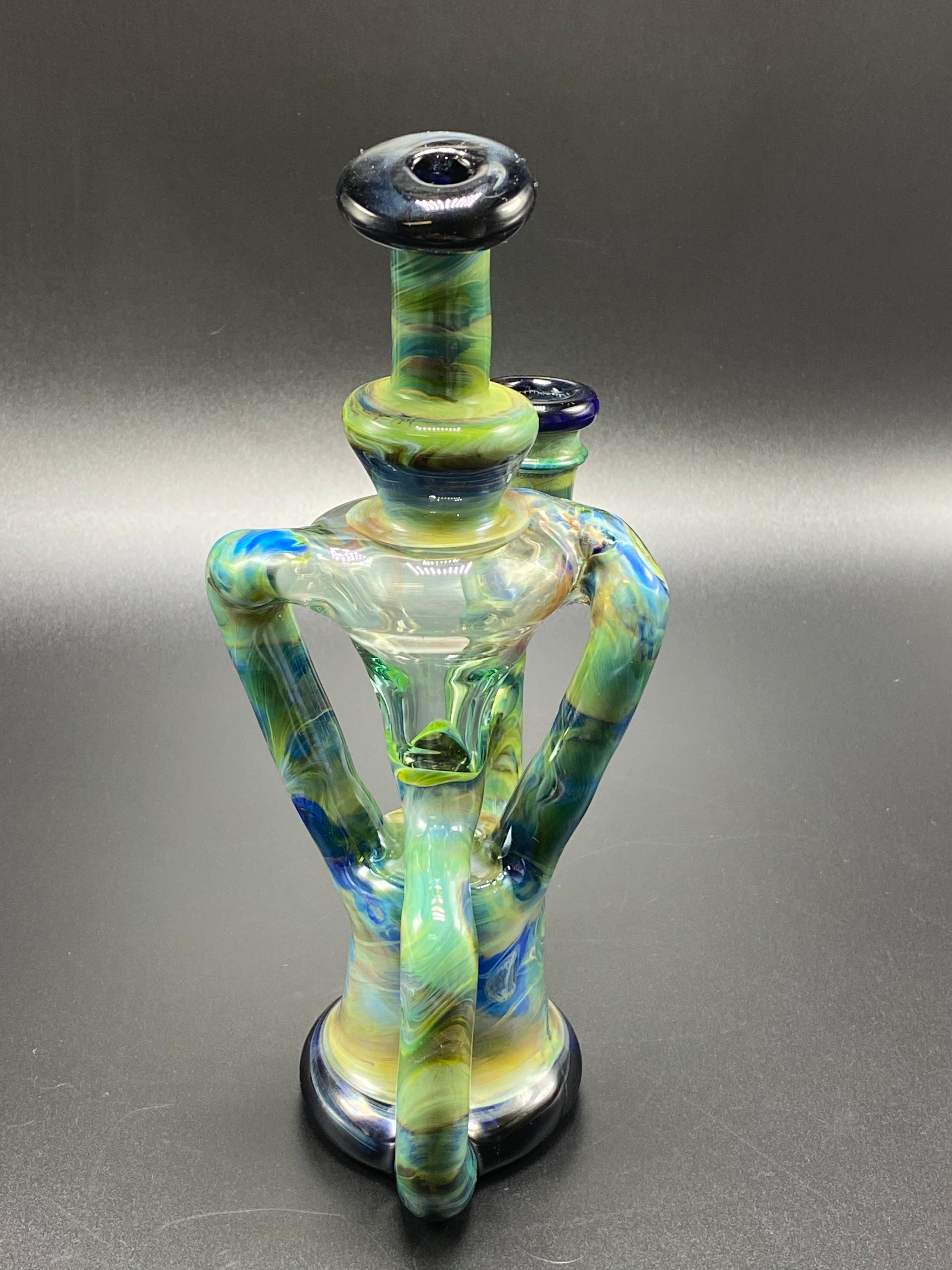 SpunOut Glass / Duel Uptake Recycler (Multi-Colors) Cobalt & RainDrop