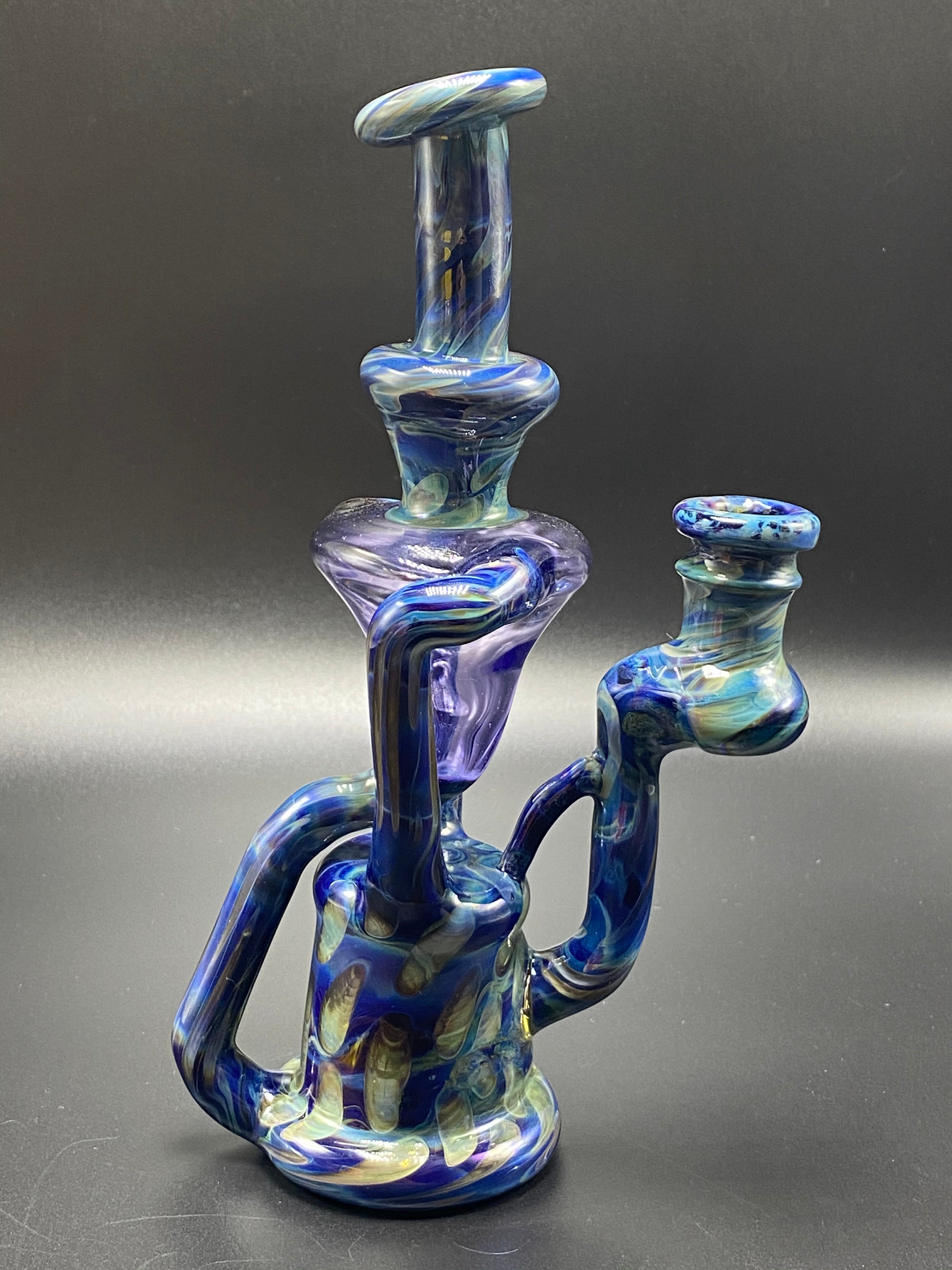 SpunOut Glass / Duel Uptake Recycler (Multi-Colors) Cobalt & RainDrop